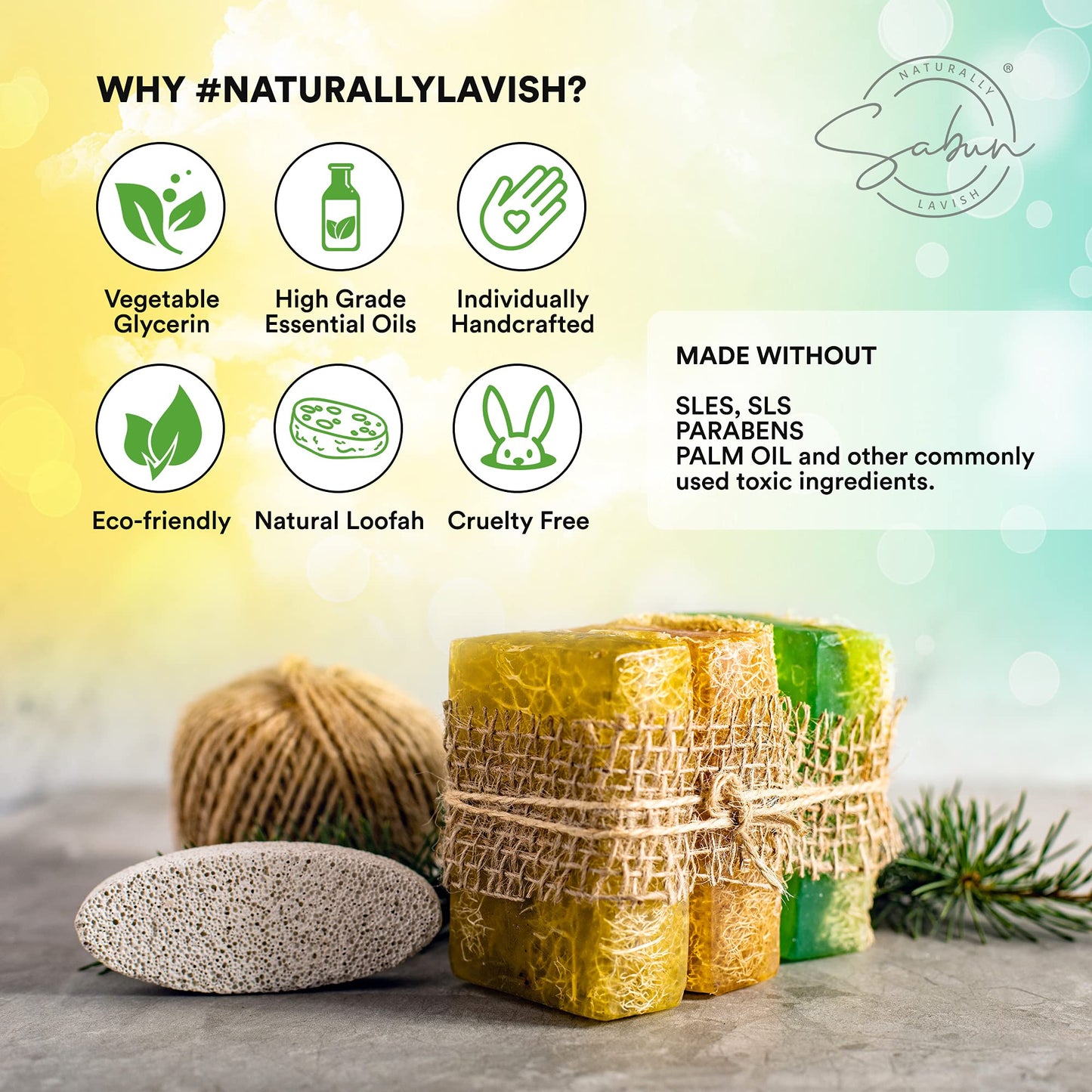 SABUN CO. [3 Pack] Donkey Milk Soap with Honey - Natural Exfoliating Loofah Soap Bar Nourishing, Hydrating, Moisturizing Handmade Soap For Face and Body - With Loofah [4.4 oz - 125 gr x 3]