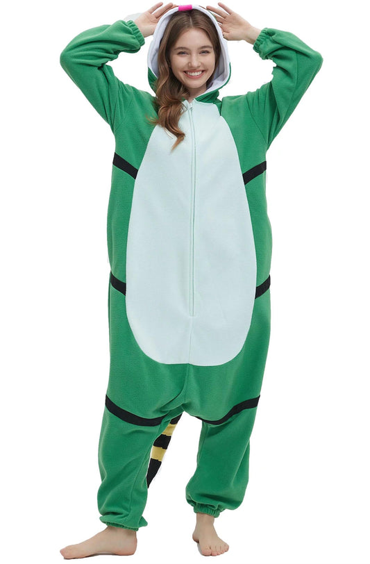 DarkCom Unisex Adult Cosplay Green Lizard Onesie Halloween Costume Christmas Pajamas for Women Men Medium