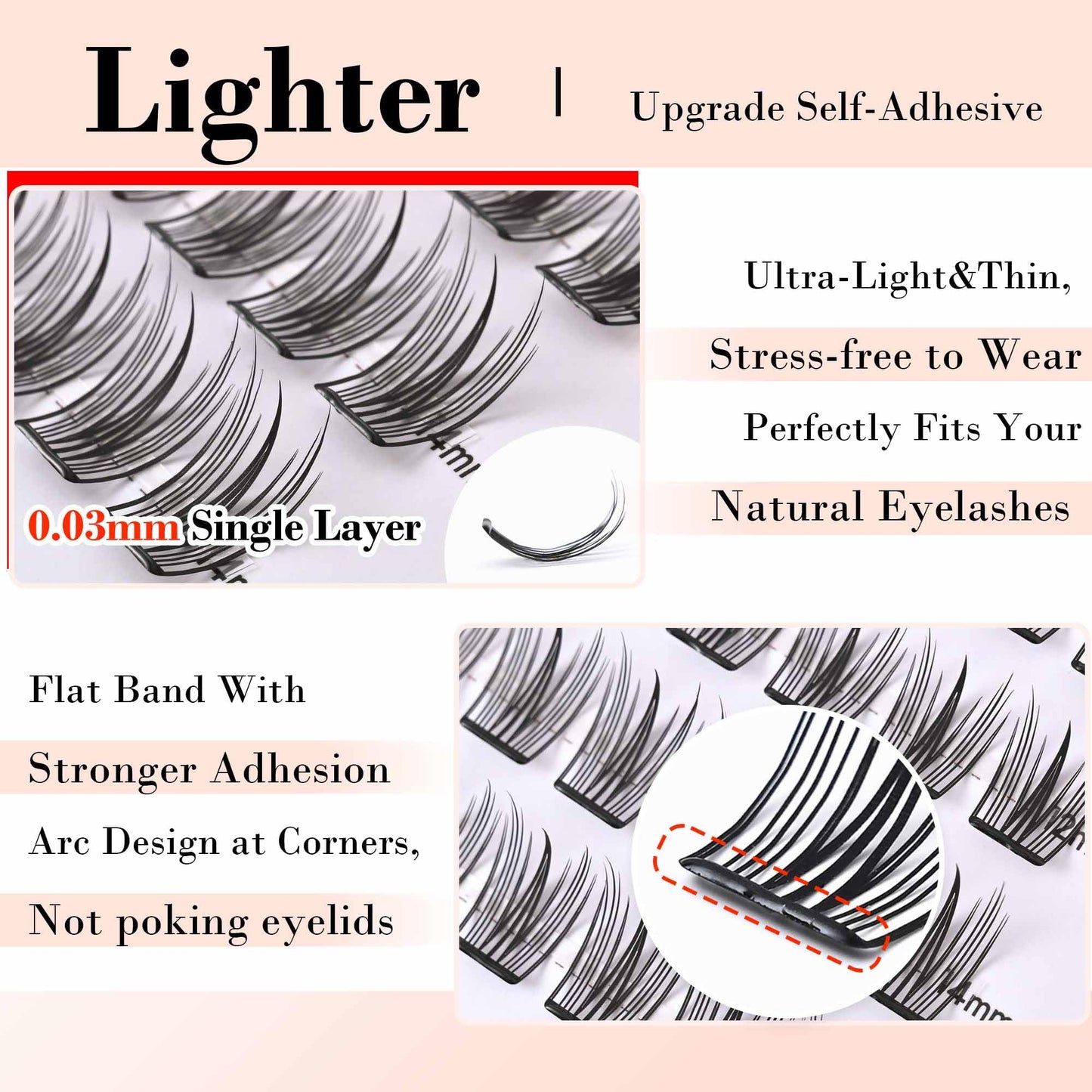 LA MAESII Self Adhesive Lash Clusters, Press-On Lashes No Glue Needed Pre Glued Eyelash Clusters Wispy Cluster Lashes 10-14mm, C Curl Individual Lash Kit, ULTRA-THIN&LIGHT Reusable No Residue(Hybrid)