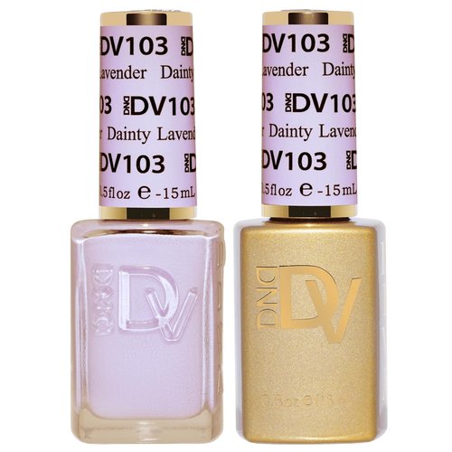 DND Gel Polish Set - Coquette Collection | UV/LED Gel & Air Dry Nail Lacquer Duo - 103 Dainty Lavender, 0.5 Fl Oz
