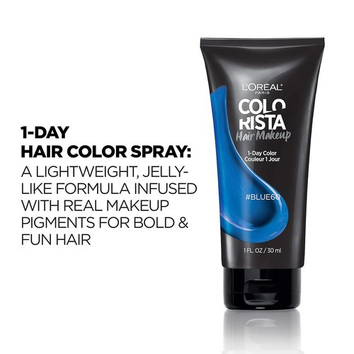 L'Oreal Paris Hair Makeup - Temporary 1-Day Hair Color for Brunettes | Blue 60, 1 Fl Oz