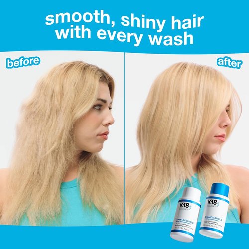 K18 Damage Shield Wash Care Set - Full-Size Color-Safe Shampoo & Conditioner | Reduces Frizz, Maintains Hair Health