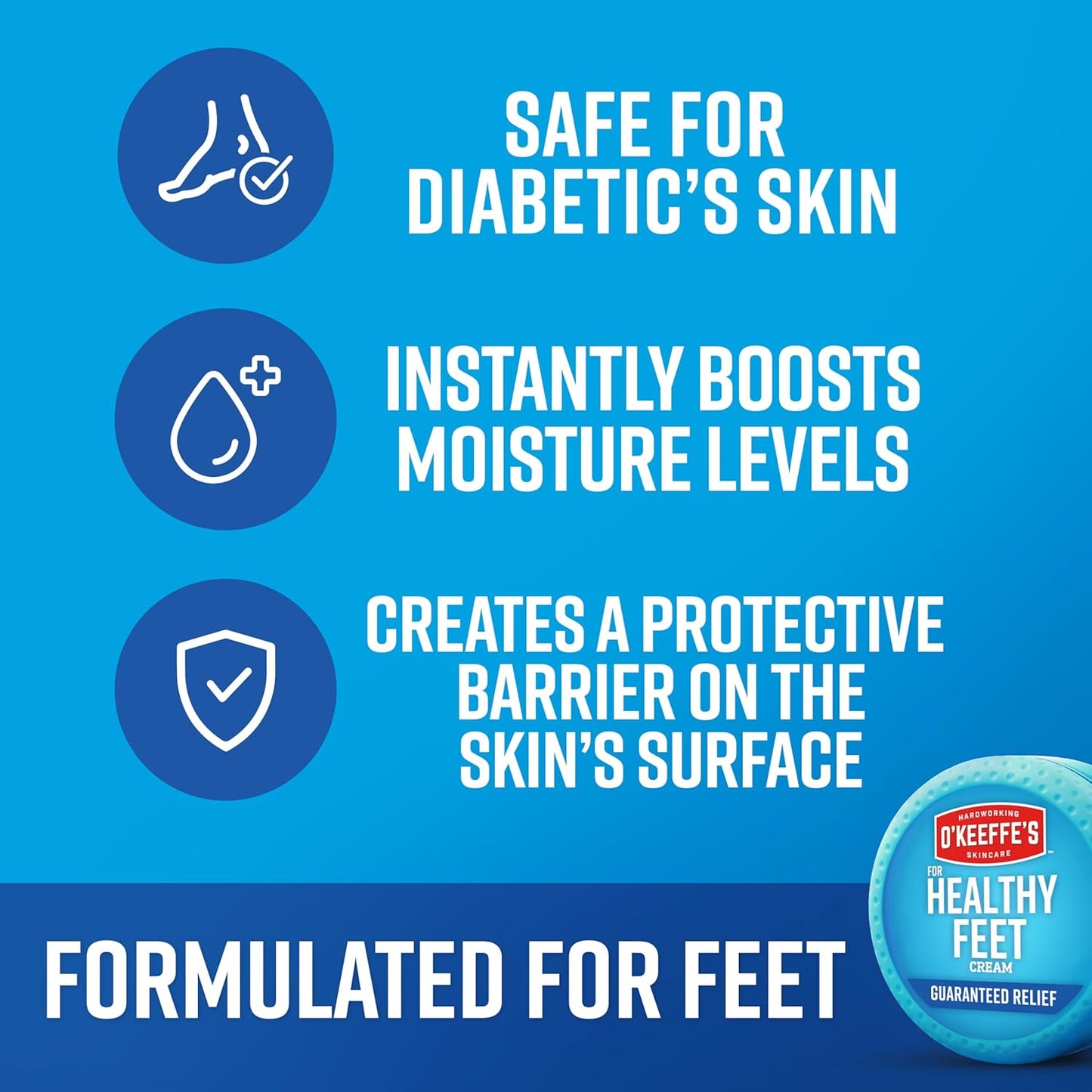 O'Keeffe's for Healthy Feet Foot Cream - 3.2 oz Jar (1 Pack) - Guaranteed Relief for Extremely Cracked, Dry Feet, Repairing Skincare, Instantly Boosts and Retains Moisture Levels
