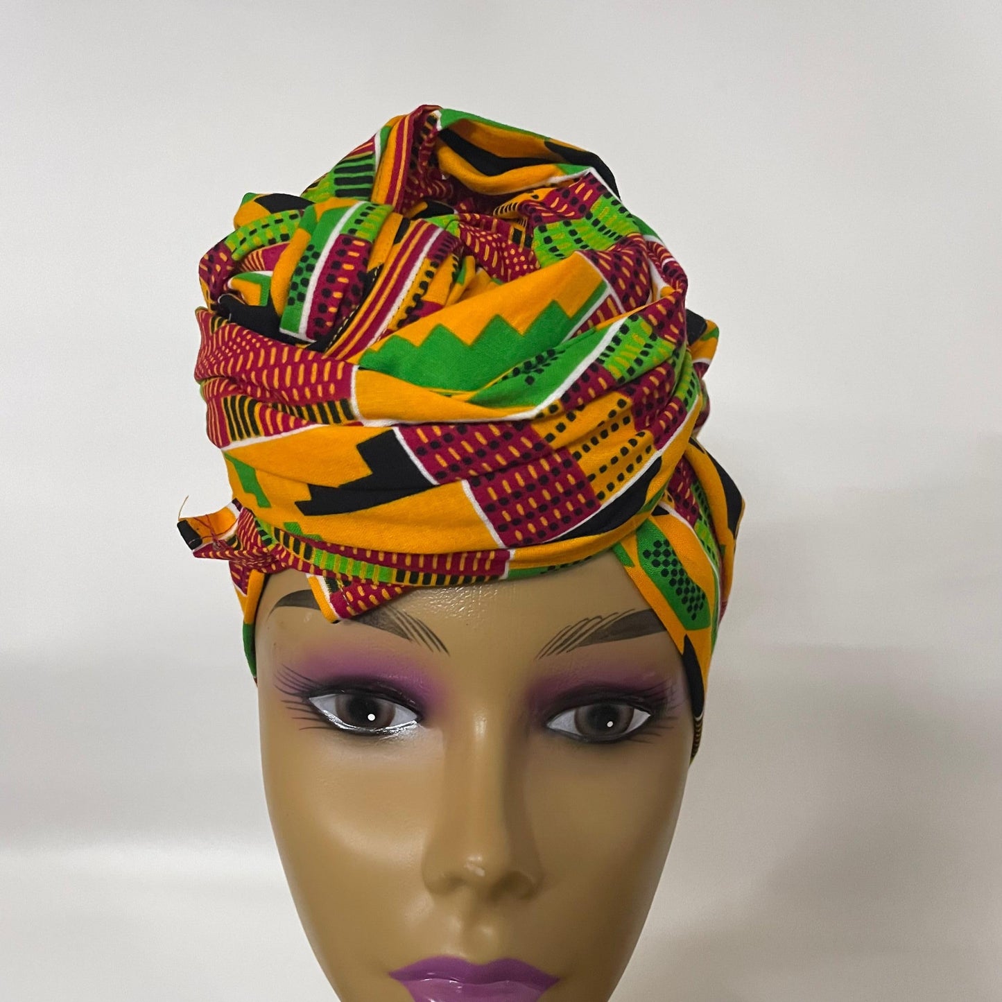 African Print Head Wraps African Kente Stole scarf 100% African Wax Cotton Ankara Print Headwraps &Turbans | Authenthic Kente Fabric Head Wraps (22 * 70 inch)