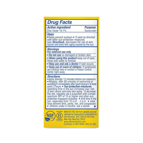 Mustela Baby Mineral Sunscreen Stick SPF 50 - Ultra Sheer, Water Resistant & Fragrance-Free | 0.6 oz.