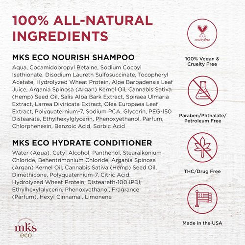 MKS Eco Nourish Shampoo & Hydrate Conditioner Set for Fine Hair | Moroccan Argan Oil, Vegan, 10 fl oz
