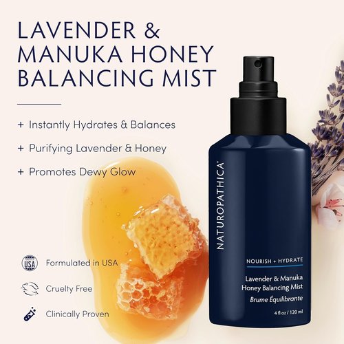 Naturopathica Lavender & Honey Balancing Mist - Vegan Facial Toner That Moisturizes & Calms Skin - 4.0 oz. (120 ml)