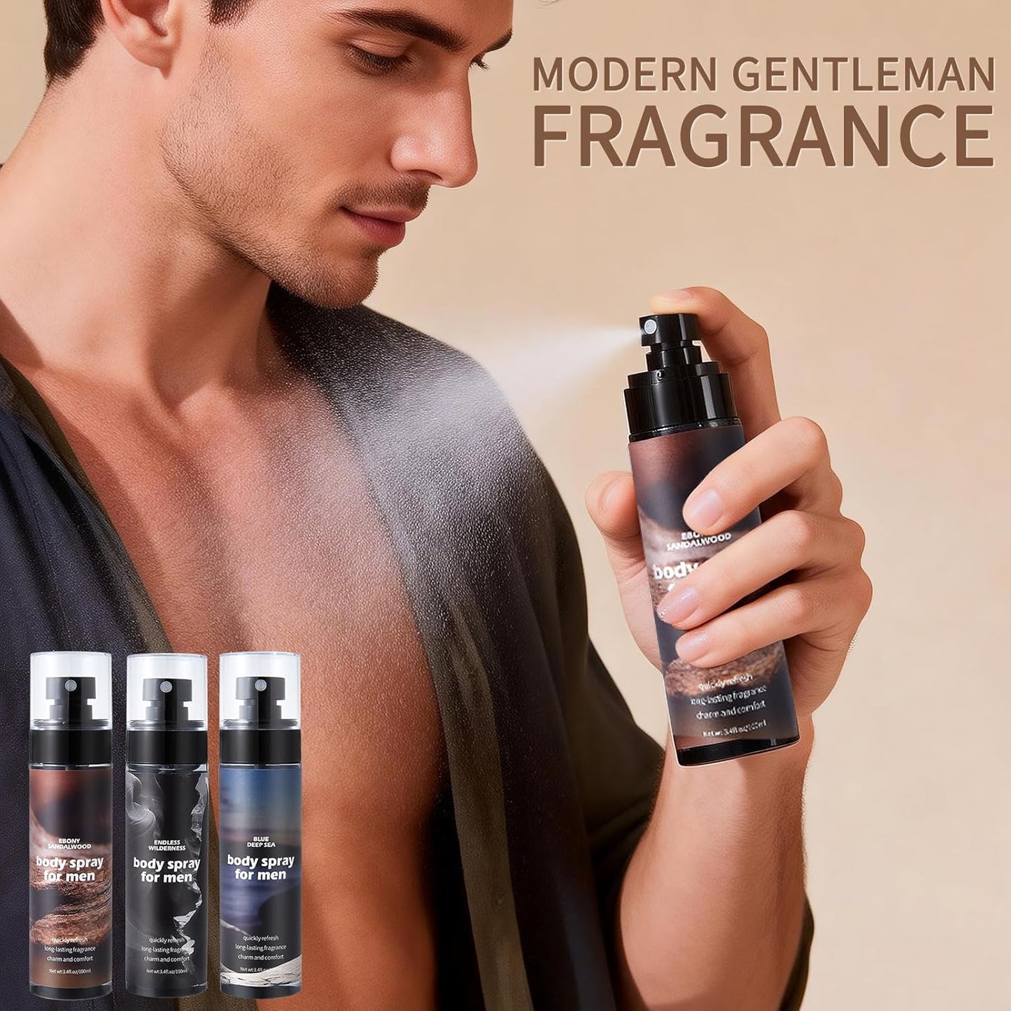 Skiennix Body Spray for Men - Aluminum-Free Deodorant with Gentle Formula | 3.4 fl. oz. (3-Pack)