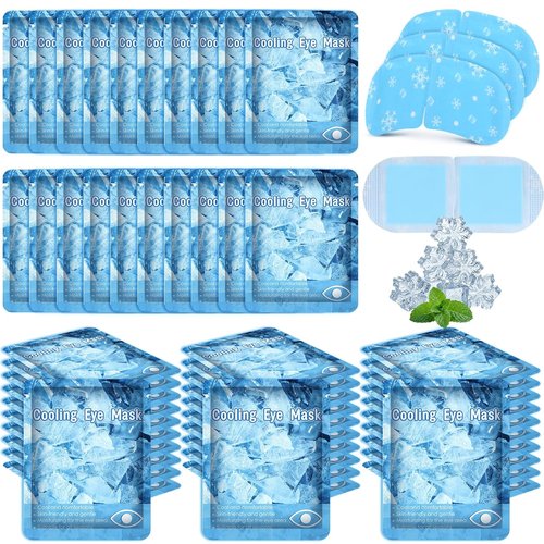 Newcotte Cooling Eye Masks - 36 Pack Mint Scented Hydrogel Patches for Puffy Eyes | Travel Size Relaxation Gifts