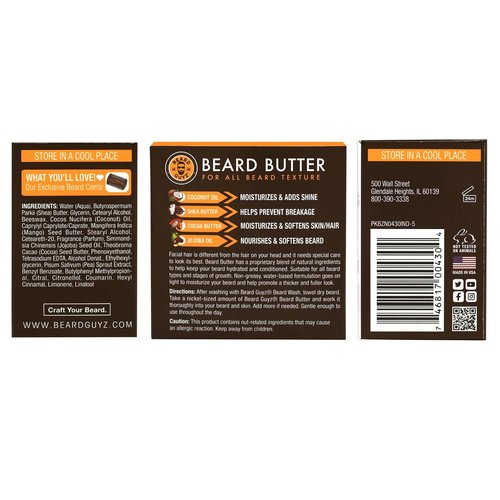 Beard Guyz Beard Butter - Moisturizing Leave-In Conditioner for Men | Tames Frizz & Softens Facial Hair - 4 oz
