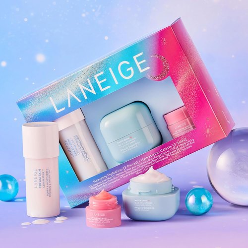LANEIGE Heavenly Hydration Set - Cream Skin, Water Bank Cream & Lip Sleeping Mask | Travel & Full Size