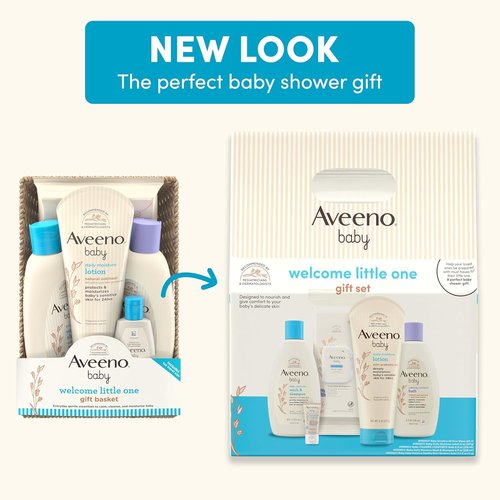 Aveeno Baby Gift Set - Nourishing Skincare with Body Wash, Shampoo, Wipes & Lotion | 5 Essential Items