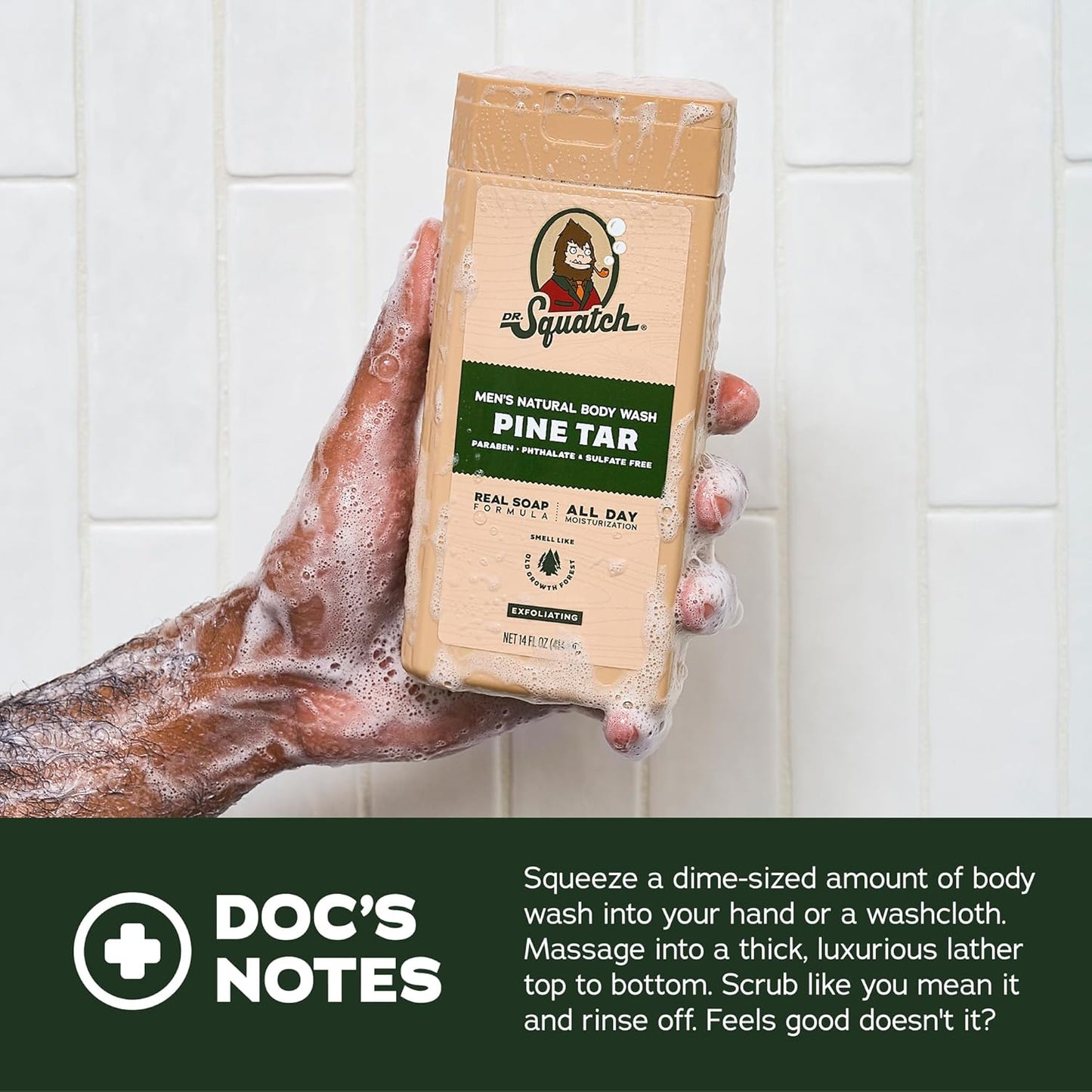 Dr. Squatch Men's Body Wash - Nourishing & Moisturizing Shower Gel - Mountain Meadow + Lumberjack Lodge (14 oz, 2-Pack)