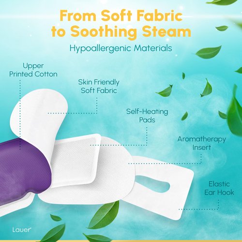 Heated Eye Steam Mask Dry Eyes Self Warm Compress for Dark Circles Puffiness Treatment Warming Eye Mask for Relaxation & Moist Heat Therapy Fatigue, Stress, and Migraine 6 Pack Aromas Home Spa
