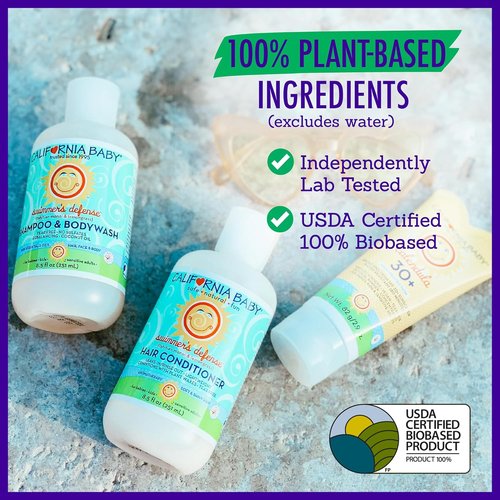 California Baby Swimmer’s Defense Baby Wash & Shampoo - Hydrating Chlorine Remover | 100% Plant-Based | 8.5 oz