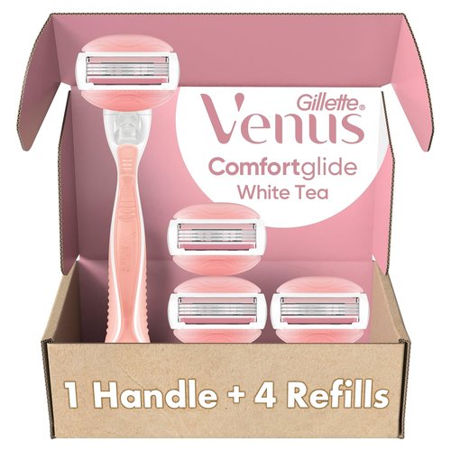 Gillette Venus Women's Razor - ComfortGlide White Tea + 4 Blade Refills for Smooth Shaving