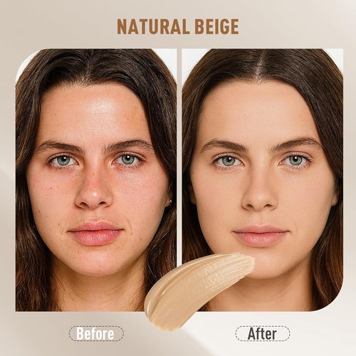 FV Waterproof Liquid Foundation - Lightweight, Oil-Free Matte Finish Makeup for Oily Skin | Natural Beige, 1.05 fl. oz.