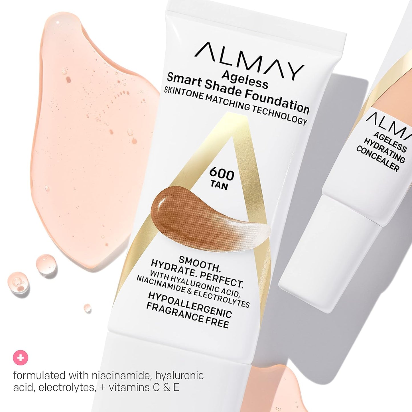 Almay Anti-Aging Foundation - Smart Shade Makeup with Hyaluronic Acid & Vitamin C, 800 Deep, 1 Fl Oz