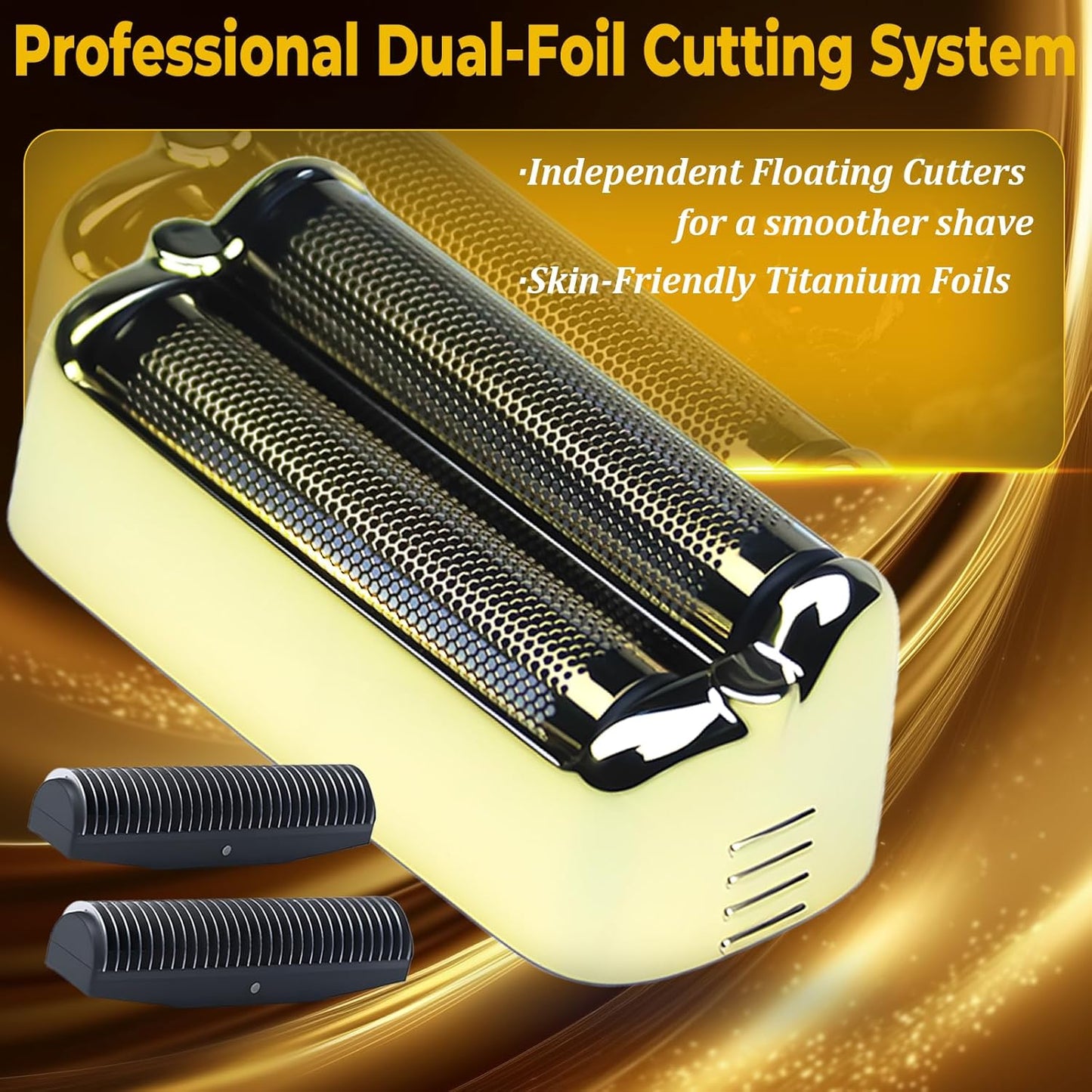 BaBylissPRO FXONE Replacement Shaver Foil & Cutter Heads - 2-Pack Double Foil (Gold)