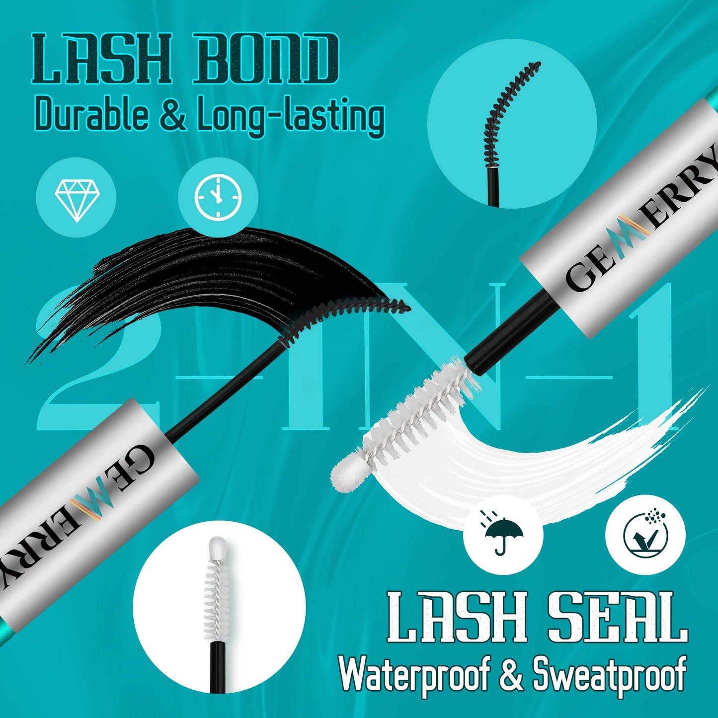 GEMERRY Lash Kit 3 PCS Lash Bond and Seal with Lash Glue Remover and Lash Tweezers Waterproof Eyeash Glue for Lash Clusters Fast Removal Lash Extension Remover Lash Applicator Tools for Beginners