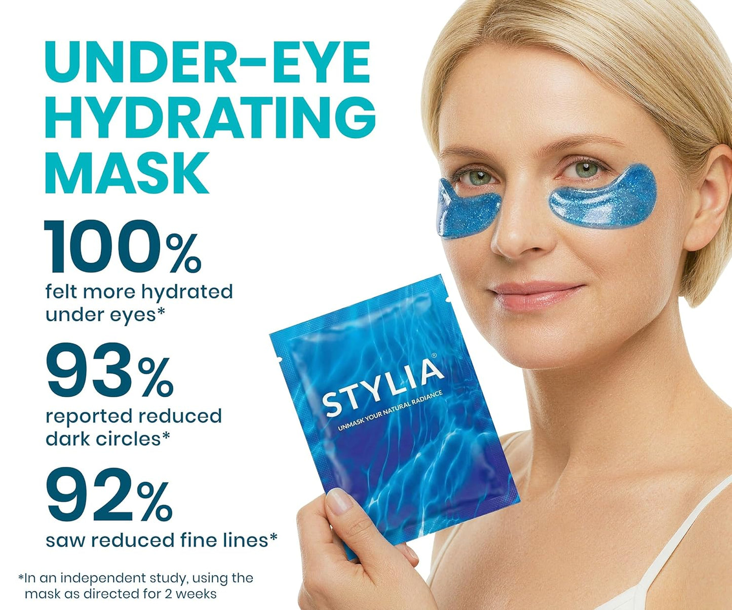 Stylia Collagen & Vitamin C Under Eye Patches - Hydrating & Firming Mask for Puffy Eyes | 30 Pairs, Vegan
