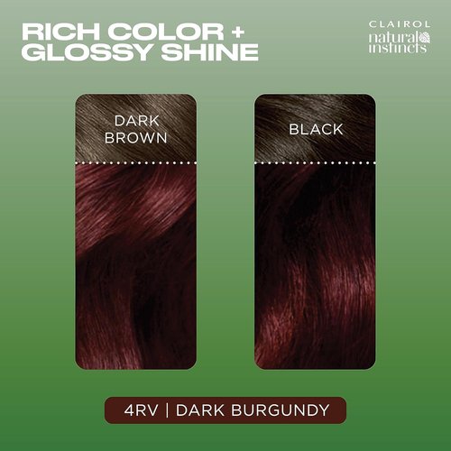 Clairol Natural Instincts Demi-Permanent Hair Dye - Dark Burgundy 4RV | Vibrant Color, Pack of 1