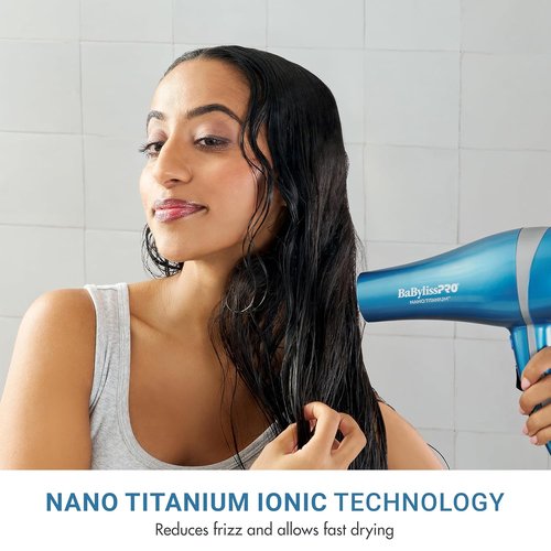 BaBylissPRO Nano Titanium Blow Dryer - 2000-Watt Ionic Styling Tool with Concentrator Nozzle