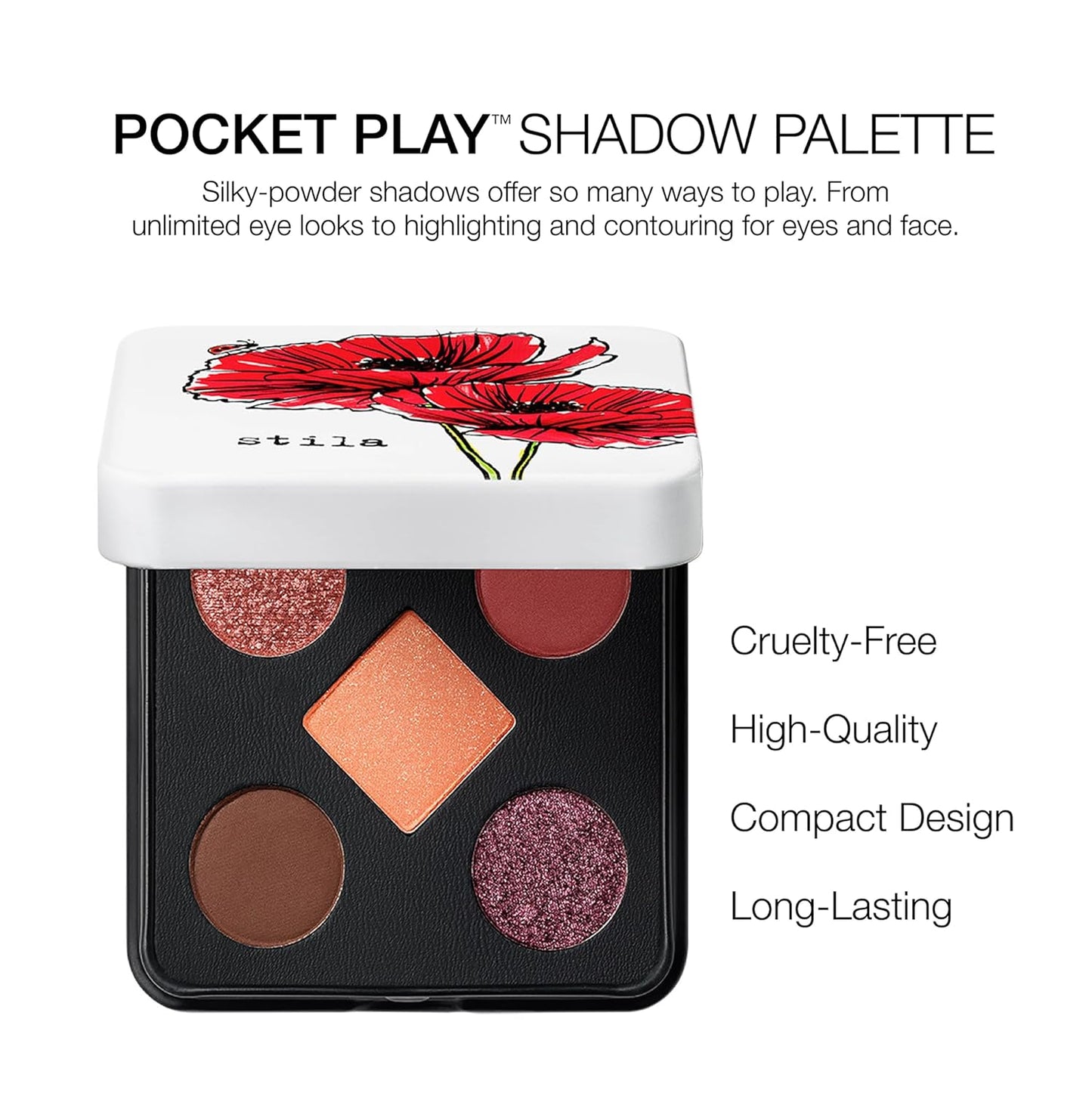 Stila Pocket Play™ Eye Shadow Palette - 5 Silky Shades for Eyes, Face & Highlight | Travel-Friendly, Blendable Formula