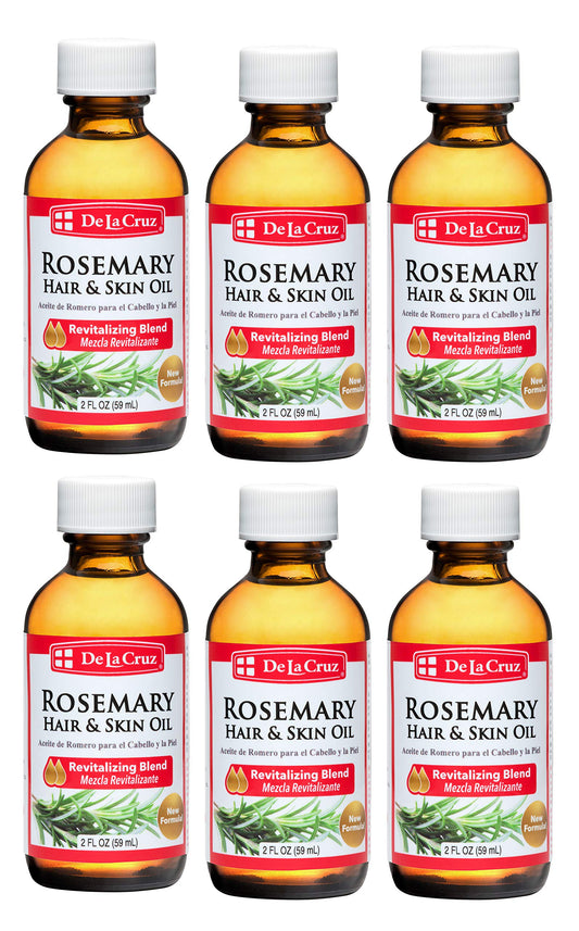 Rosemary Essential Oil for Skin and Hair - Rosemary Oil Blend Moisturizer with Castor, Avocado and Olive Oil - Topical Use Only 2 FL. OZ. (59 mL) (6 Bottles)