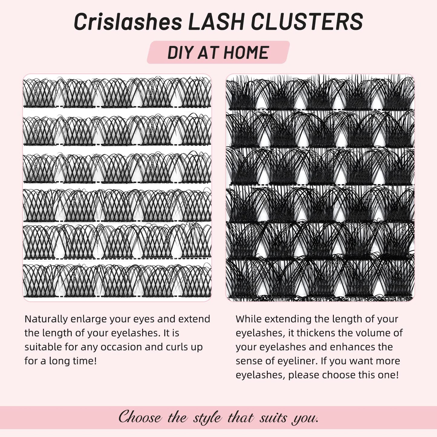 Lash Clusters DIY Eyelash Extensions 78pcs Crislashes Cluster Lashes D Curl 14mm Lash Clusters Wispy Eyelash Clusters Natural Lash Clusters DIY Cluster Eyelash Extensions for Home Use(B-D Curl-14mm)