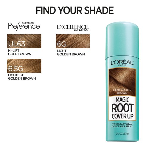 L'Oreal Paris Magic Root Cover Up Gray Concealer Spray Light Golden Brown 2 oz.(Packaging May Vary)