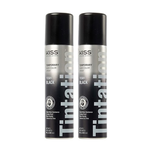 Kiss Gray Hair Concealer - Temporary Root Touch-Up Color Spray | 2.82 oz, 2-Pack (Black)