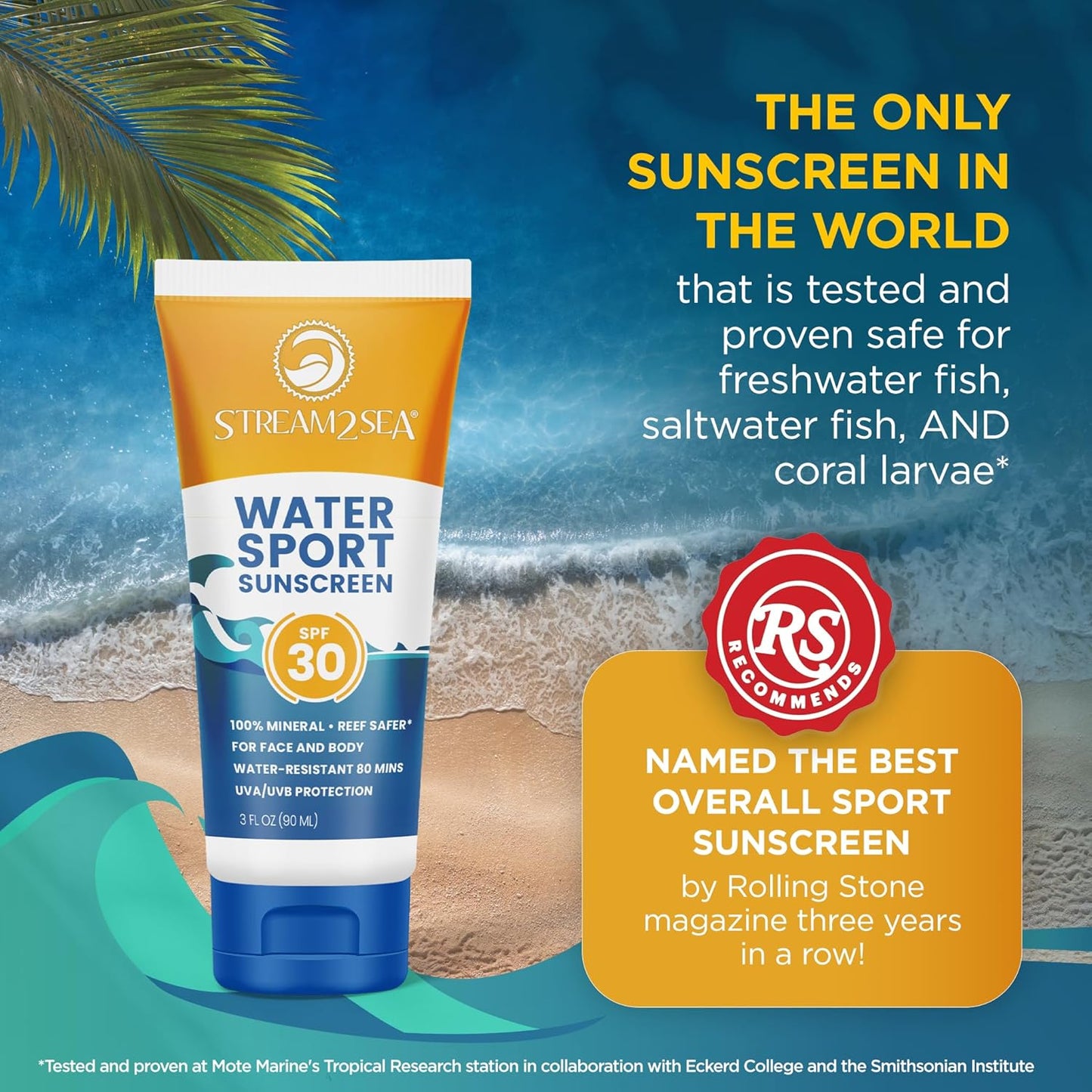 STREAM 2 SEA SPF 30 Biodegradable Mineral Sunscreen - Non-Greasy, Moisturizing, Reef Safe | 3 Fl Oz