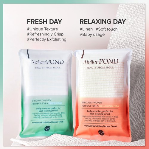 Atelier POND Premium Korean Exfoliating Washcloth – Linen & Cotton, Spa-Quality for Deep Cleansing & Relaxation