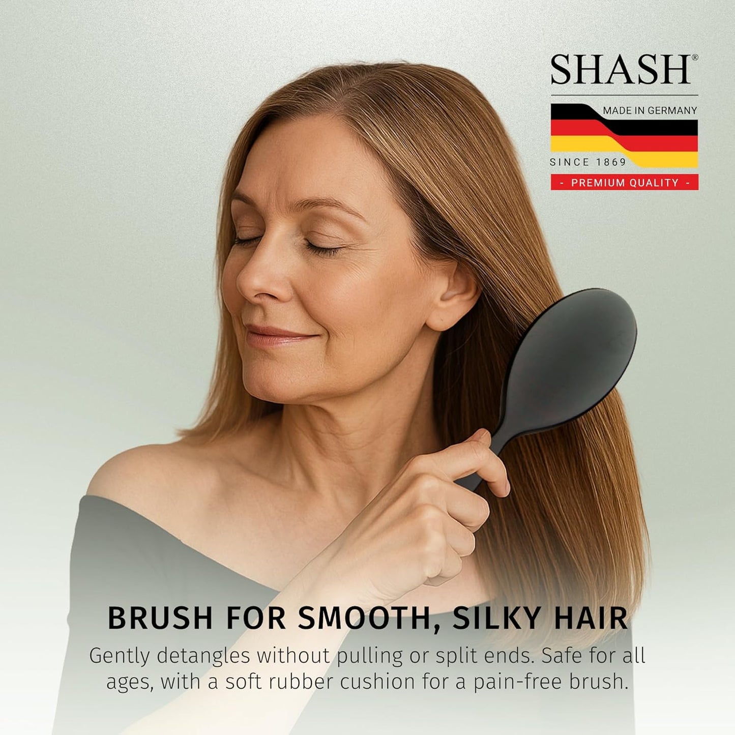 Since 1869 Boar Bristle Brush - Handmade in Germany for Normal to Thick Hair - Gently Detangles & Softens (Large)