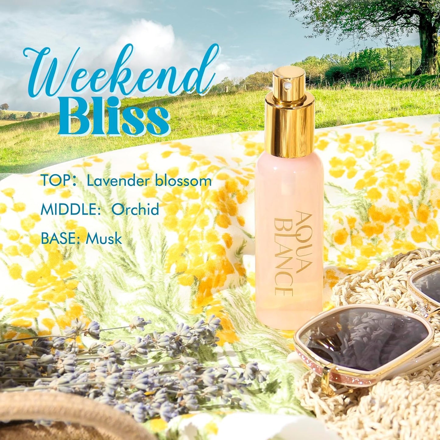 AQUA BLANCE Body Spray Set for Women - Travel Size 60ml | Three Scents: Vanilla, Lavender, Jasmine Raspberry