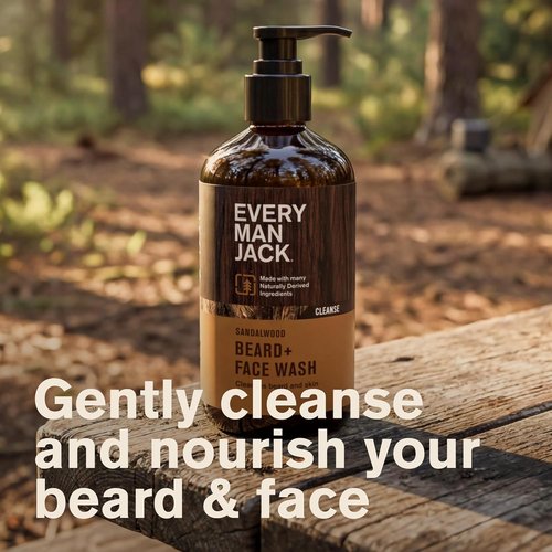 Every Man Jack Sandalwood Beard Wash - Cleanse and Hydrate for a Healthier Beard - 6.7 oz | 2 Pack