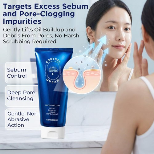 CHARMZONE Control Cream - Exfoliating Face & Body Massage Cream for Sebum & Dead Skin Removal | Hydrating Moisturizer (150ml / 5.07 fl oz)