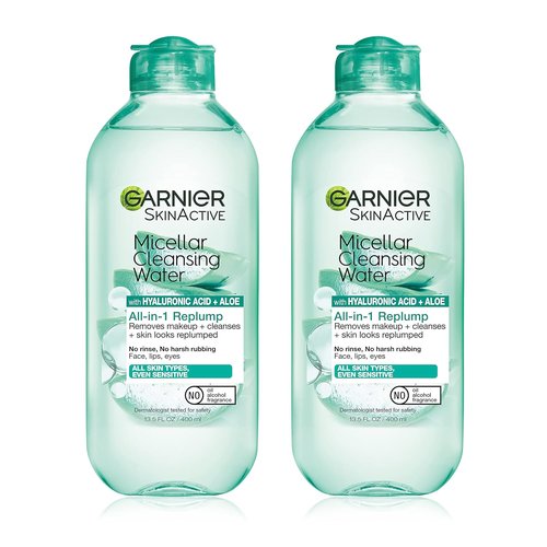 Garnier Micellar Water - Hydrating Facial Cleanser & Makeup Remover with Hyaluronic Acid | 13.5 Fl Oz (2 Count)