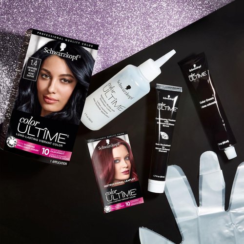 Schwarzkopf Color Ultime Hair Dye - 1.4 Sapphire Black, Permanent & Fade-Resistant, Intense Color for All Textures