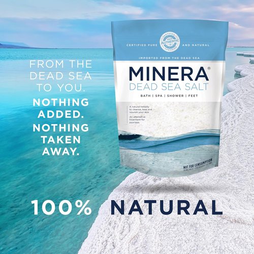 Minera Fine Grain Dead Sea Salt - 100% Pure & Natural, Fast-Dissolving Bath Soaking Salt | 2 lbs, Unscented