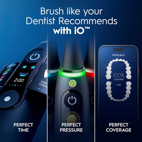 Oral-B iO7 Rechargeable Electric Toothbrush - Deep Clean & Protect, 5 Modes, Interactive Display, White