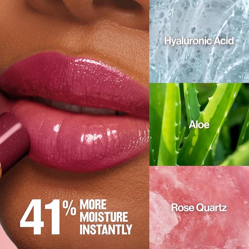 Revlon Super Lustrous Glass Shine Balm - Hydrating Tinted Lip Balm with Hyaluronic Acid & Aloe | Medium Pink 0.11 oz