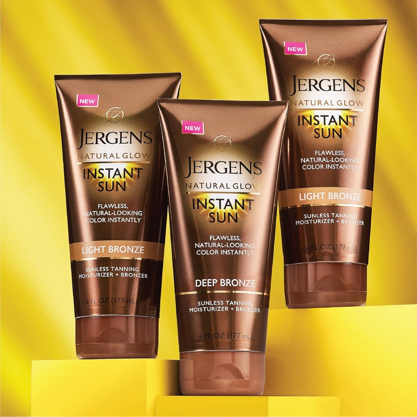 Jergens Natural Glow Tanning Moisturizer - Instant Sunless Bronzer for Deep Bronze Glow, 6 Oz
