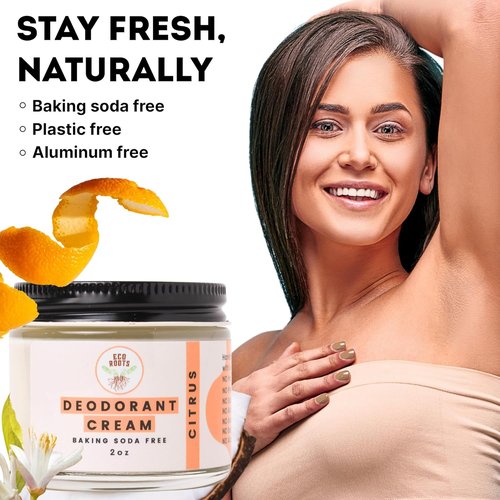 ECO ROOTS Natural Deodorant Cream - Organic, Aluminum-Free & Vegan | Citrus Scent for Body & Private Parts