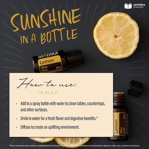 DoTerra - Lemon Essential Oil - Refreshing Citrus Aroma | 15 mL for Aromatherapy & Wellness