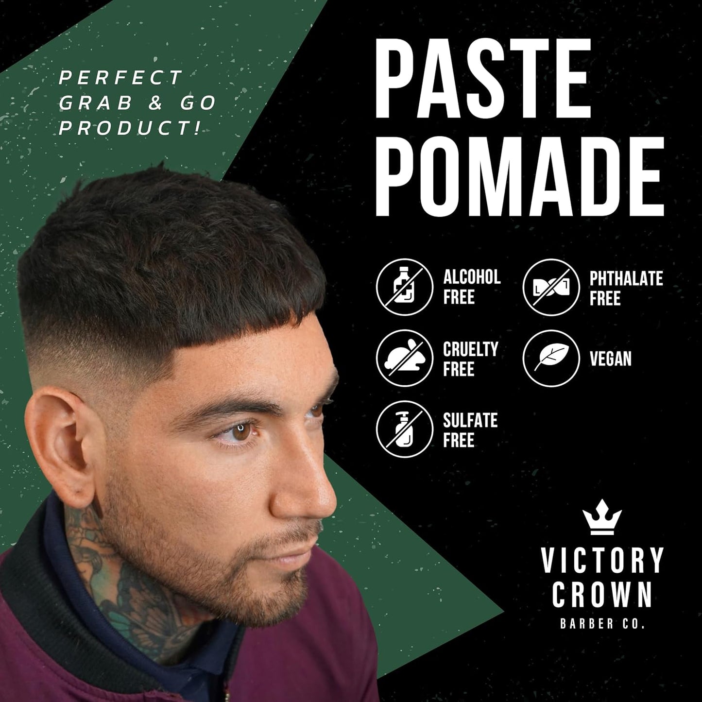 Victory Crown Paste Pomade - Medium Hold & Shine Hair Styling Paste for Textured Looks | 3.4 Oz
