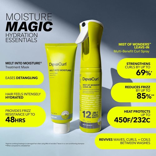 DevaCurl Moisture Magic Hydration Essentials Kit - Melt-In Moisture Mask & 12-in-1 Leave-In Spray