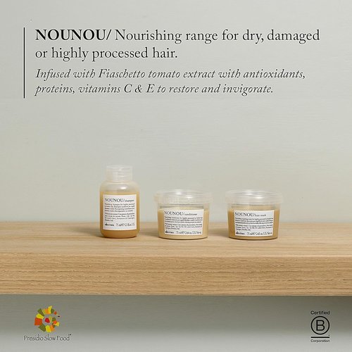 Davines NOUNOU Shampoo - Hydrating Gentle Cleanser for Chemically Treated Hair | Travel Size 2.54 Fl Oz