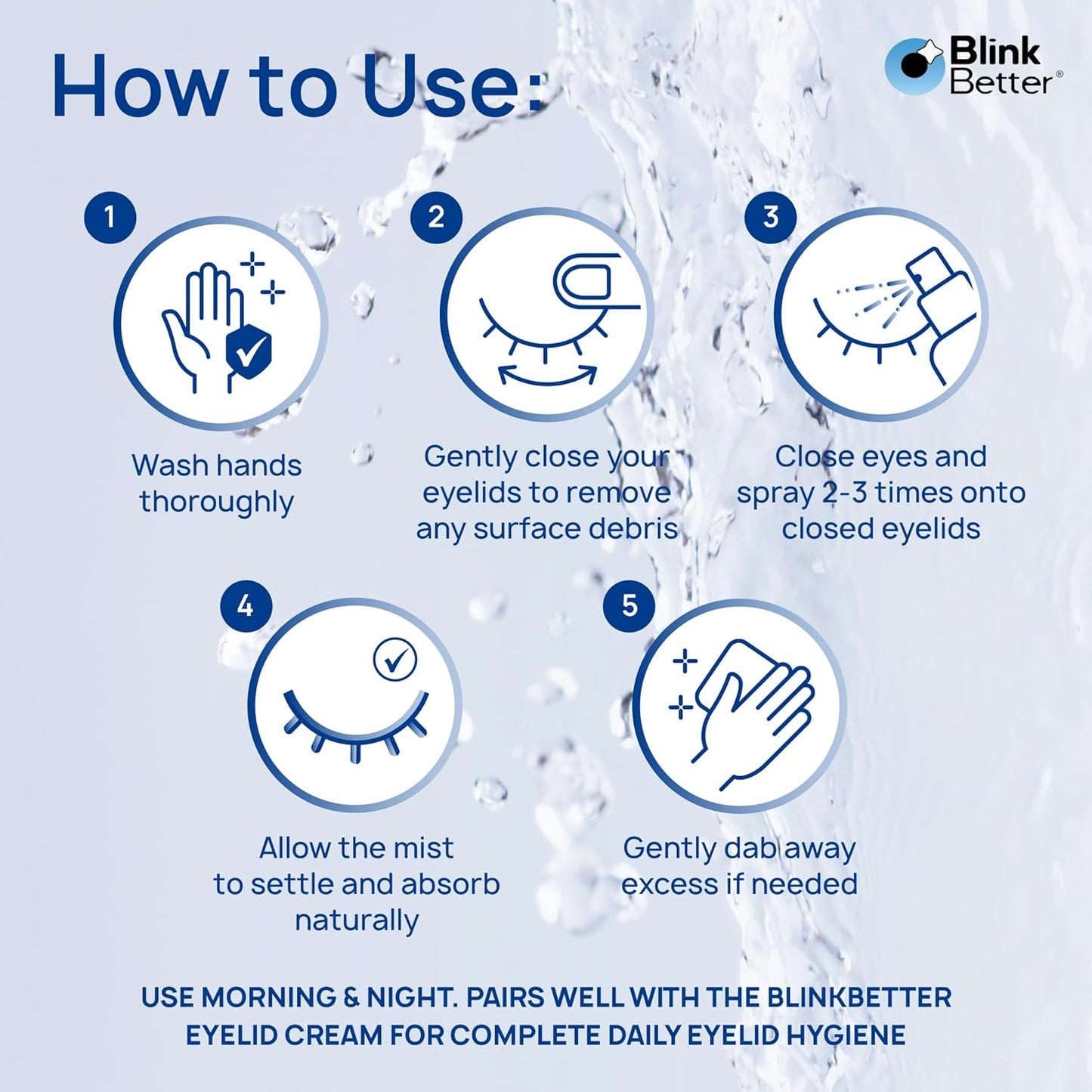 BlinkBetter BetterLids Hypochlorous Acid Eyelid Spray - Gentle Non-Sting Cleanser for Dry, Itchy Lids | 50 ml